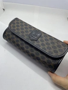 CELINE Clutch Tasche schwarz braun Leder CELINE Paris Logo mit Originalkarton - Bild 1 von 24