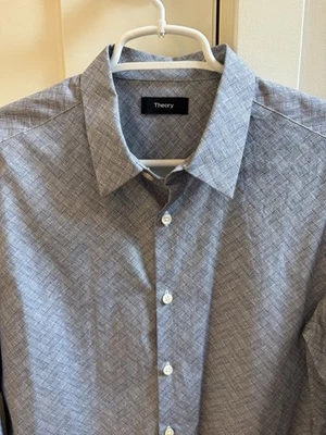 Camisa de vestir Theory Irving para hombre estampado de bocetos talla mediana Foto 1 de 4