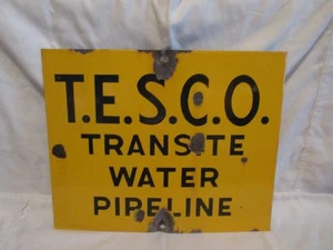 T.E.S.C.O. Transite Wasserleitung echt Porzellanschild - Bild 1 von 4