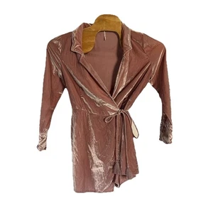 Free People Viola Samt Strampler Large Minikleid Wickel Playsuit Blush Pink - Bild 1 von 4