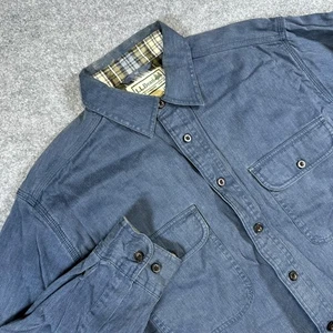 Camisa forrada de franela LL Bean para hombre mediana azul denim a cuadros botón frontal chamarra - Imagen 1 de 9