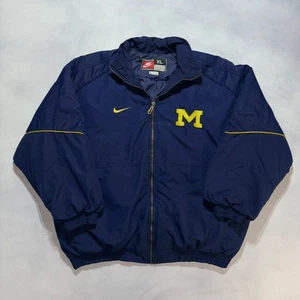 Vintage Nike Michigan Wolverines Jacke Herren XL Navy Blau Mantel Center Swoosh Y2K - Bild 1 von 9