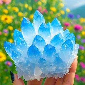 Seltene rohe blaue Quarzkristall Cluster natürliche Geode rau Reiki Heilung Dekor neu - Bild 1 von 6