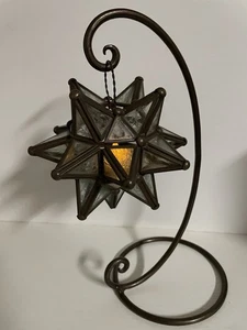 Moravian Star Candle Holder Lamp On Metal Stand - Picture 1 of 8