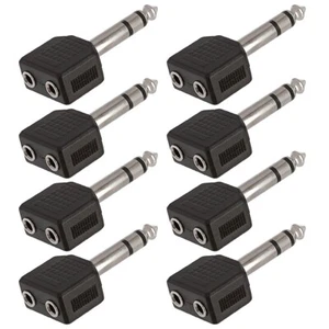 8 Pcs 6.35mm 1/4" Male to Dual 3.5mm 1/8" Female Y Splitter Stereo Audio Adapter - Picture 1 of 3