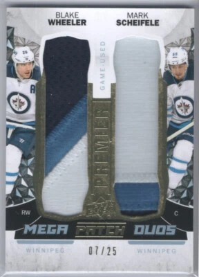 2015-16 Upper Deck Premier Mega Patch Duos Blake Wheeler Mark Scheifele /25 - Image 1 of 2