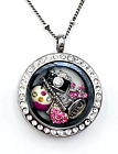Silver Tone Origami Owl Hinged Crystal Living Locket Necklace 7 Charms