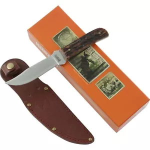 Marbles Stag Bone Handle Outers Fixed Blade Knife MR403 Leather Sheath - Picture 1 of 2