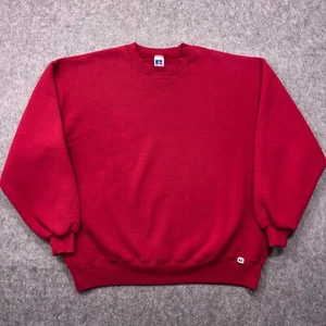 Felpa girocollo vuota vintage anni 90 Russell Athletic adulto XXL rossa made in USA - Foto 1 di 9
