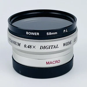 Bower 58mm PL 0.48X Digital Wide Angle Lens Titanium Vision Optics Macro, Japan - Picture 1 of 8