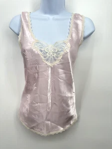 De Colección DEENA Bebé Rosa Floral Cami Satinado Nylon Camisola Top Encaje Yugo Talla 35 M - Imagen 1 de 7