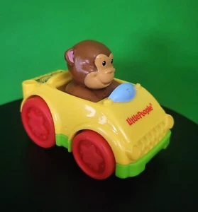 Fisher Price Little People Wheelies Monkey in Yellow Car - Picture 1 of 4