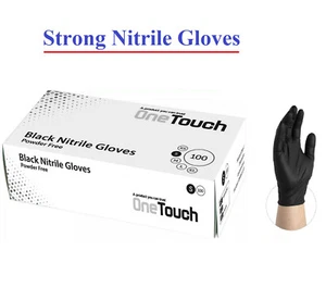 Schwarze Nitril Einweghandschuhe | Box mit 100 | Pulverfrei Latexfrei OneTouch - Bild 1 von 1