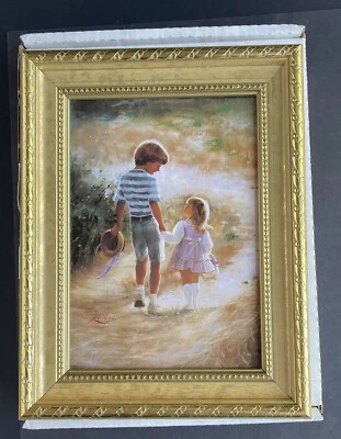 Mini litografía arte enmarcado 1993 D. Zolan “Country Walk” con certificado de autenticidad e historia y caja Foto 1 de 4