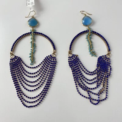 Neiman Marcus Womens Drop Empress Half Circle Earrings Blue - Image 1 of 4