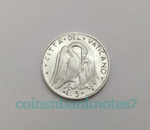 1971 Vatican City 5 Lire Coin, KM #118 Uncirculated / Bird - Picture 1 of 2