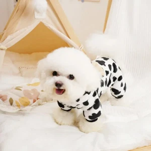Puppy Pajamas Dog Jumpsuit Pet Pullover Leopard Print Winter Warmth Cute Warm - Picture 1 of 9
