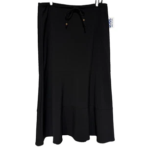 First Option Womens Size 12 Skirt Black A-Line Maxi Waist Tie Stretchy NWT NEW - Picture 1 of 7