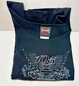 Harley Davidson 105th Anniversary Womens Black Tank Top XL Green Valley HD - Picture 1 of 5