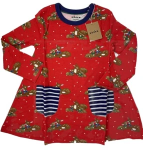 NWT Mini Boden Girls 5 6 Red Polka Dot Deer Pocket Tunic - Picture 1 of 8
