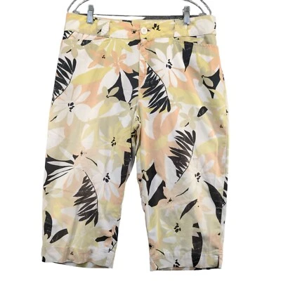 White Stag Ladies Stretch Capri Pants 12 Petite Multicolor Floral Flat Front - Image 1 of 4