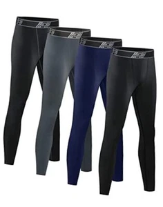 3/4 Pack Youth Boy’s Compression Pants Leggings Medium 2 Black 1 Blue 1grey - Picture 1 of 8