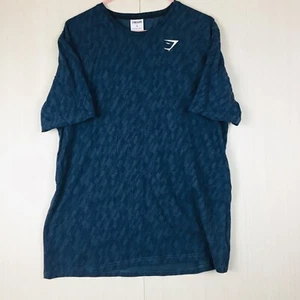 GYMSHARK Men's Blue Geometric Gym Shirt Tee T-Shirt XL Extra Large - Picture 1 of 12