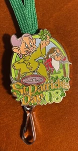 WDW Disney Cast Member Dopey Seven Dwarfs Bolo Lanyard St Patrick's Day 08 RARE - Picture 1 of 3