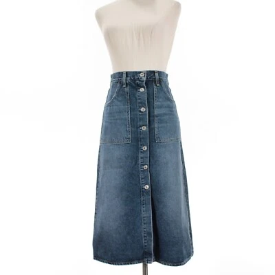 Falda Midi Citizens of Humanity Nueva con Etiquetas Anouk Denim Talla 25 en Azul Primera Clase Foto 1 de 4