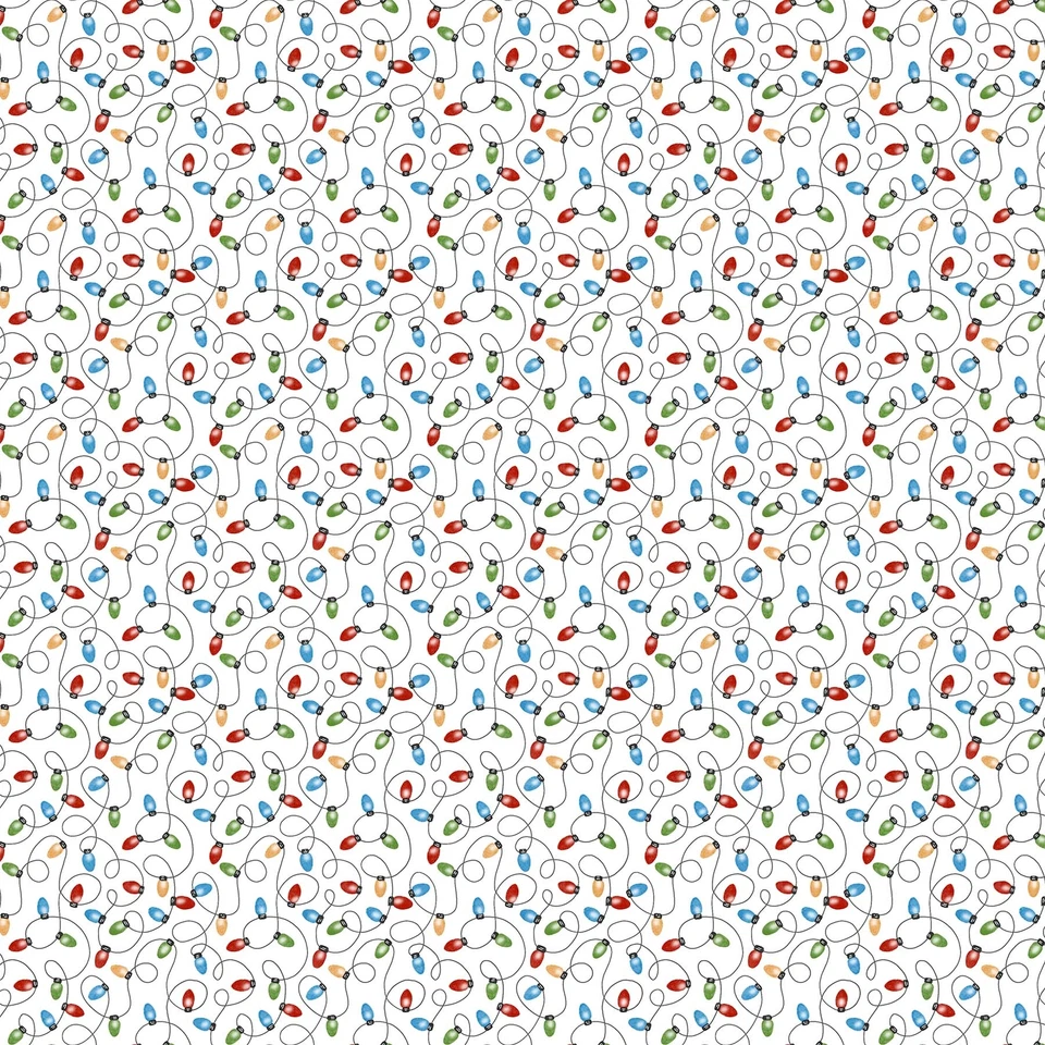 Christmas Wonder Fabric | Tangled Lights Toss White | Northcott YARD - Image 1 of 1