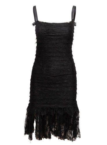 Abito nero CHANEL Sovrapposizione Pizzo A Più Strati Stratificato 38 6 Cruise 2006