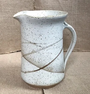 Cream Brown Speckled Pitcher Vase Art Pottery Rustic Cottage Core Farmhouse - Picture 1 of 9