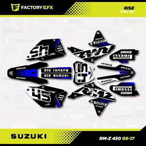 Black White Blue Rise Racing Graphic Kit fit 08-17 Suzuki RMZ450 Sticker RMZ 450 - Bild 1 von 5