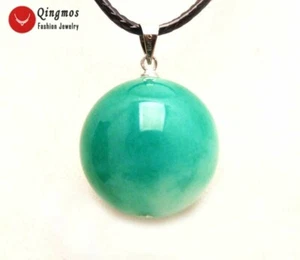 18mm Round Natural White Green Jade Pendant Necklace for Women 17" Cord Jewelry - Picture 1 of 15