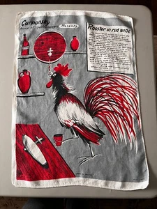 Toalla de té francesa Receta Gallo Curnonsky - Gastronomía Años 50 - Diseño Mediados de Siglo - Imagen 1 de 6