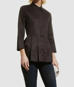 Harshman Women's Black Chares Button-Down Blouse Top Plus Size 2X Pleated $189 - Picture 1 of 7