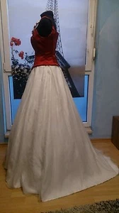 Wunderschönes Brautkleid 2-teilig in creme - bordeaux gr. 38 K-B-15 - Bild 1 von 8
