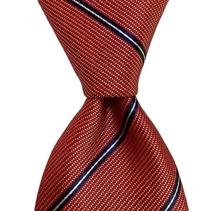 HUGO BOSS Men's 100% Silk Skinny XL Necktie ITALY Designer STRIPED Red/Blue EUC - Picture 1 of 3