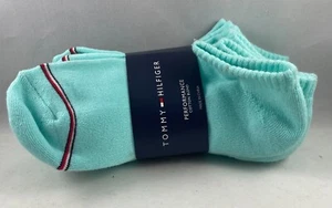 TOMMY HILFIGER Women's Cushion Low Cut Socks 4 Pairs Size 7-9 Aqua Blue - Picture 1 of 5