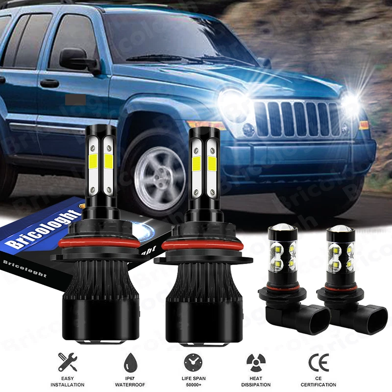 Combo de faros LED altos/bajos + faros antiniebla 4x c para Jeep Liberty 2002-2007 Foto 1 de 4