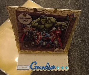 Luxury Hand Made Marvel Birthday Card For Grandson - Picture 1 of 5