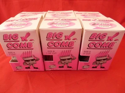 NOS KIM LAUBE BIG K BLADE COMBS FOR CLIPPERS (6 PIECES) UP TO 2" ASSORTED COLORS
