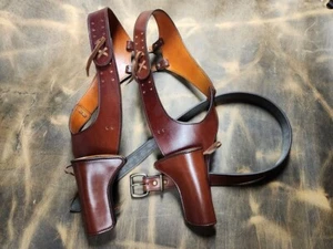 ADJUSTABLE LEATHER CHEST RIG GUN HOLSTER WITH AMMO HOLDER SHOULDER STRAP - Picture 1 of 7