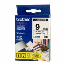 Brother TZe-221 Black on White Label Tape Cassette 9mm x 8m GENUINE