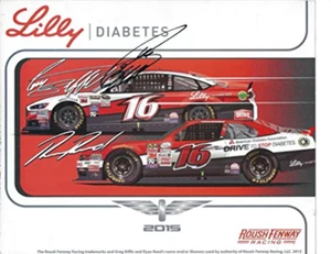 Greg Biffle #16 2015 autografiado Lilly Diabetes Racing (Roush Fenway) 9X11 Signe - Imagen 1 de 1