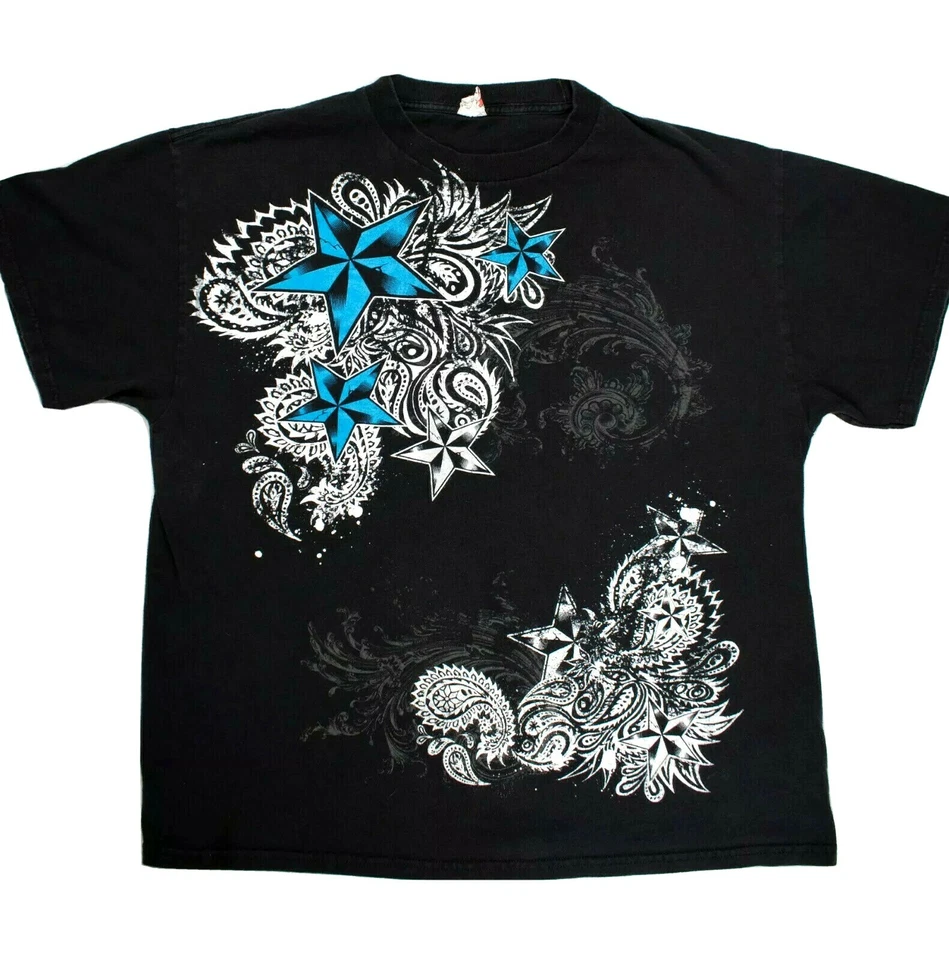 Camiseta vintage Alstyle Apparel & Activewear estrellas negras y azules talla XL Foto 1 de 4