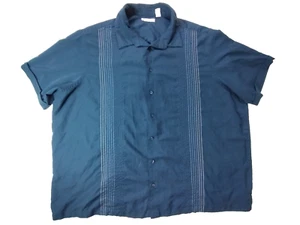 Cubavera Textured Ombre Embroidered Button Down Shirt Classic Fit Mens Size 4XL - Picture 1 of 9