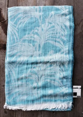 Kaleidos льняной смеси Aqua шарф пальмы печати сделано в Италии - новый - Изображение 1 из 4