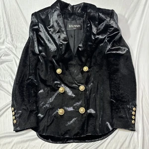 Balmain Double Breasted Velvet Blazer Glitter Sparkle Black EU38 WORN ONCE - Picture 1 of 16