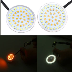 Amber/White 48LED Turn Signal Inserts Light 12V Universal For Motorcycle quad - Picture 1 of 12